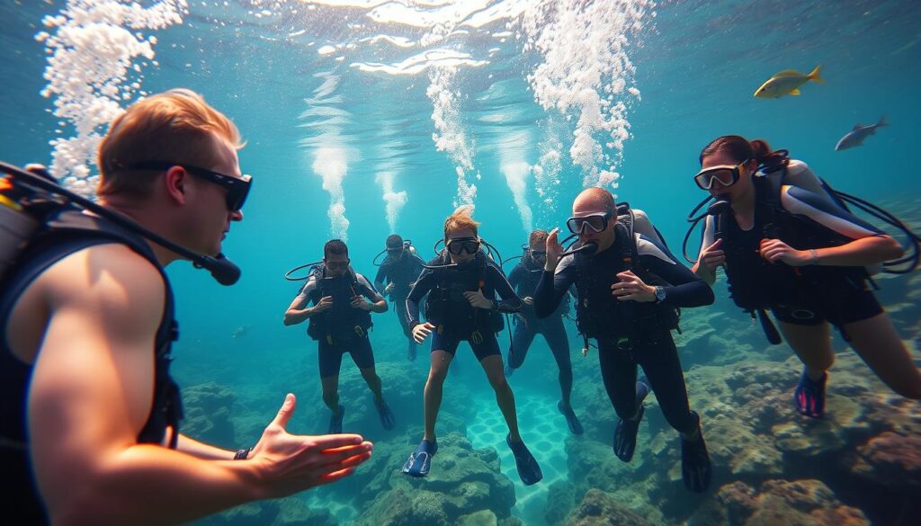 scuba diving training and swimming skills